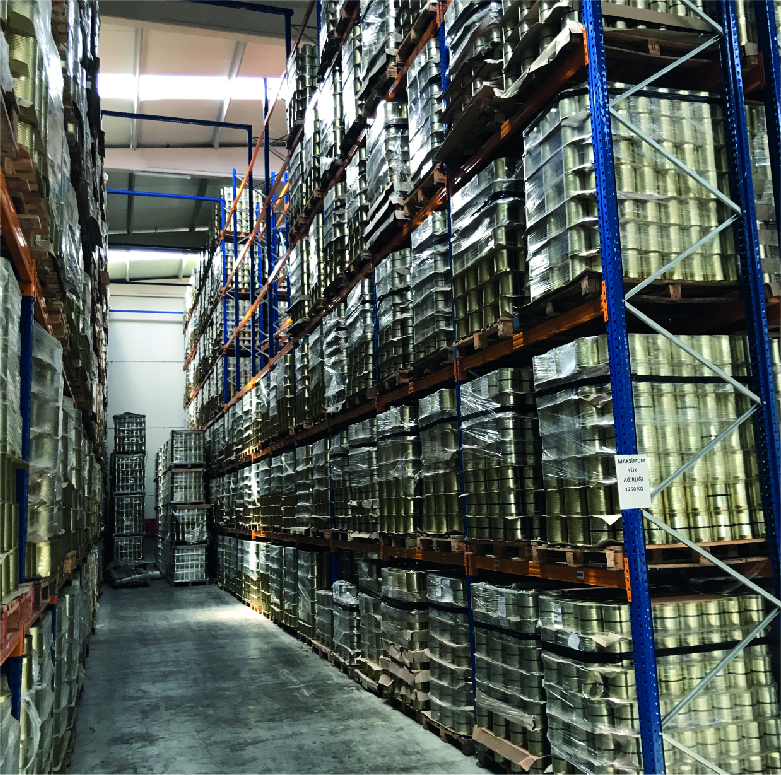 We are one of the leaders in our industry with storage capacity of 7,000 pallets for our raw materials and products. 
